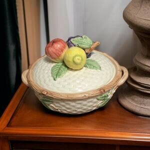 Fitz and Floyd Fruit Fare Collection Small Candy Dish with Lid Vintage 1990 EUC